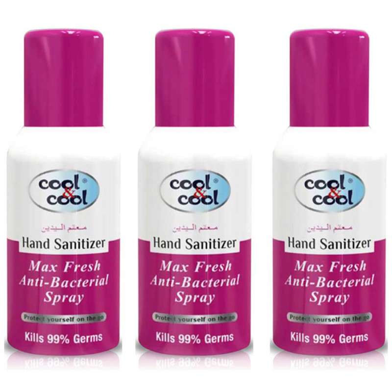 Cool & Cool Hand Sanitizer Max Fresh Spray 120ml Pack of 3