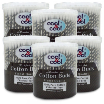 Cool & Cool 200 Cotton Buds Paper Sticks Pack of 6 Black