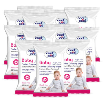 Cool & Cool Baby Clothes Cleansing 12Pcs Wipe Pack Of 12