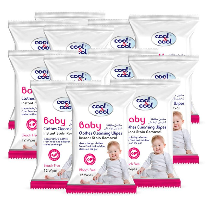 Cool & Cool Baby Clothes Cleansing 12Pcs Wipe Pack Of 12