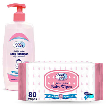 Cool & Cool Baby Shampoo 500ml Baby Wipes 80s