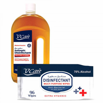 VCare Disinfectant Antiseptic 750ml Wipes 96pcs