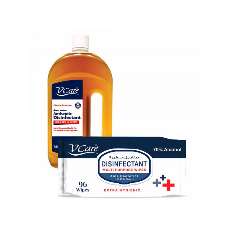 VCare Disinfectant Antiseptic 750ml Wipes 96pcs