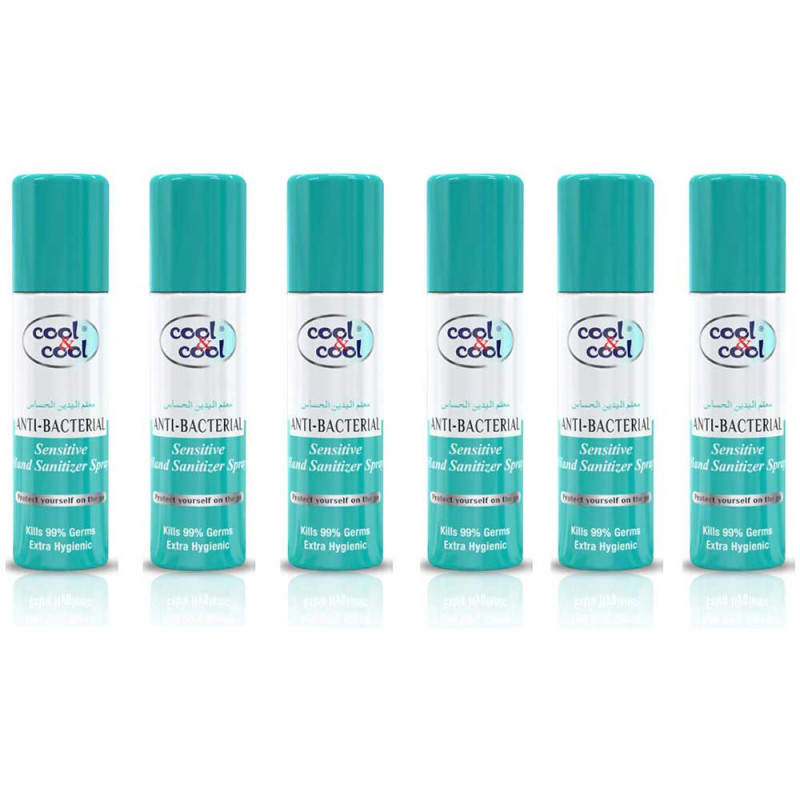 Cool & Cool Sensitive Hand Sanitizer Spray 60ml Pack of 6