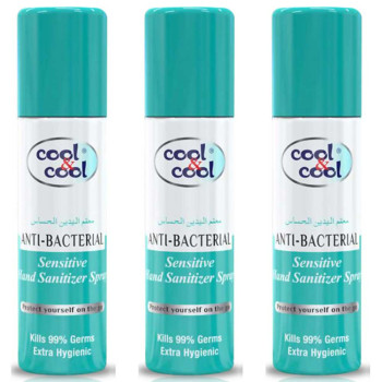 Cool & Cool Sensitive Hand Sanitizer Spray 60ml Pack of 3