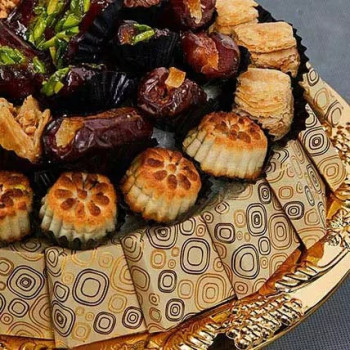 FNP Festive Feast Baklava Maamoul Stuffed Dates Individually Wrapped Belgian Milk Chocolates