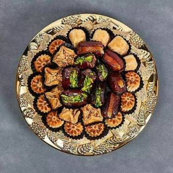 FNP Festive Feast Baklava Maamoul Stuffed Dates Individually Wrapped Belgian Milk Chocolates