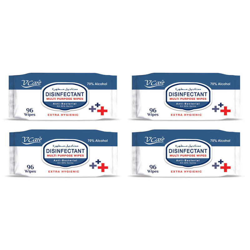 VCare Multipurpose Wipes 96s Pack of 4