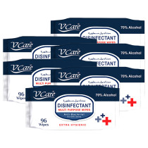 VCare Antibacterial Multipurpose Wipes 96s Pack of 6