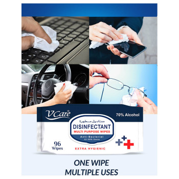 VCare Antibacterial Multipurpose Wipes 96s Pack of 6