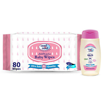 Cool & Cool Baby Wipes 80s Baby Oil 100ml Free