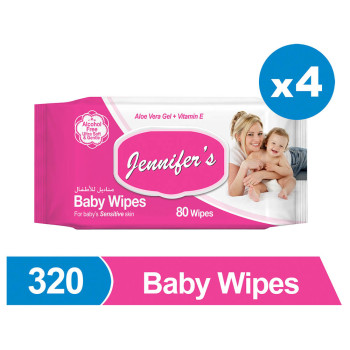 Jennifers Baby Wipes 80s Pack of 4 320 Wipes