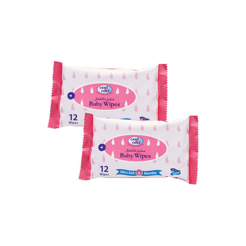Cool & Cool Baby Wipes Ultra Soft & Gentle 12s Pack of 2