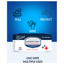 VCare 70Per Alcohol Disinfectant Multipurpose Wipes 96s