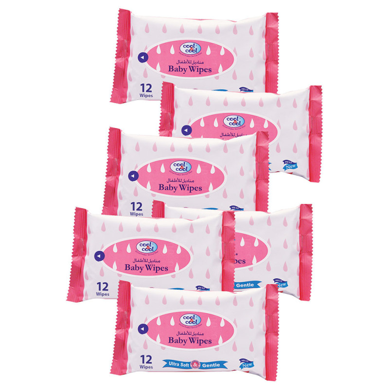 Cool & Cool Baby Wipes Ultra Soft & Gentle 12s Pack of 6
