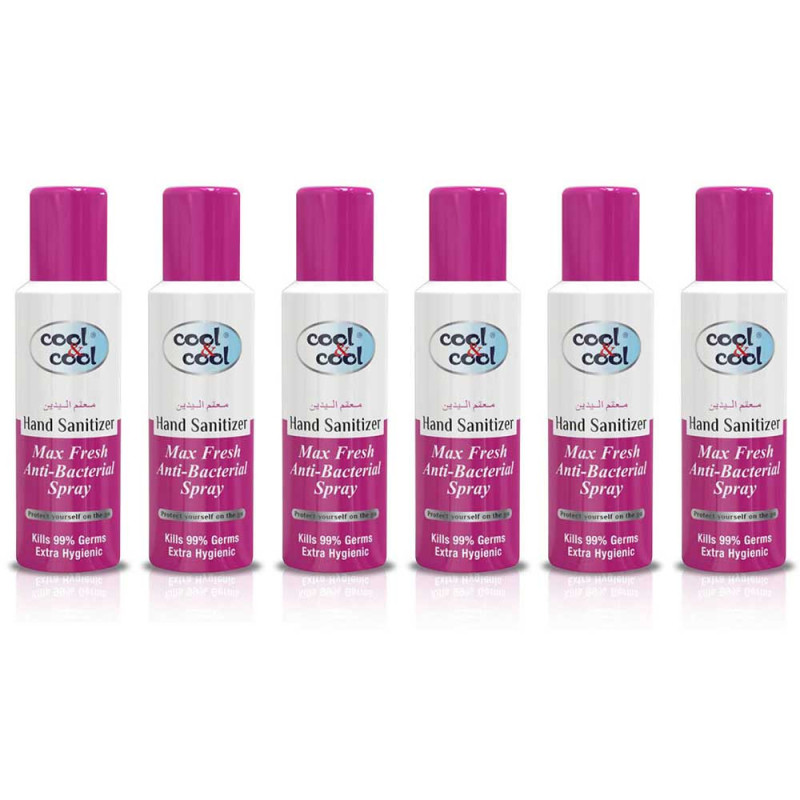 Cool & Cool Hand Sanitizer Max Fresh Spray 200ml Pack of 6