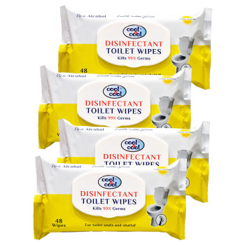 Cool & Cool Disinfectant Toilet Wipes 48s Pack of 4