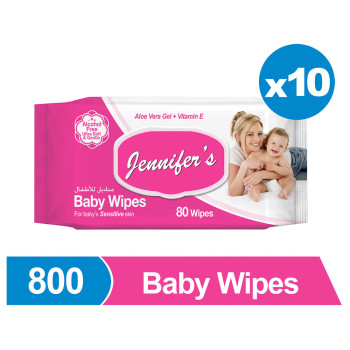 Jennifers Baby Wipes 80s Pack of 10 800 Wipes