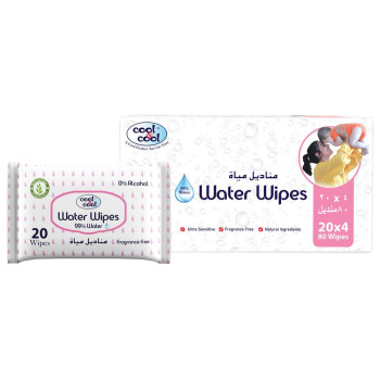 Cool & Cool water wipes 20 Pack of 4