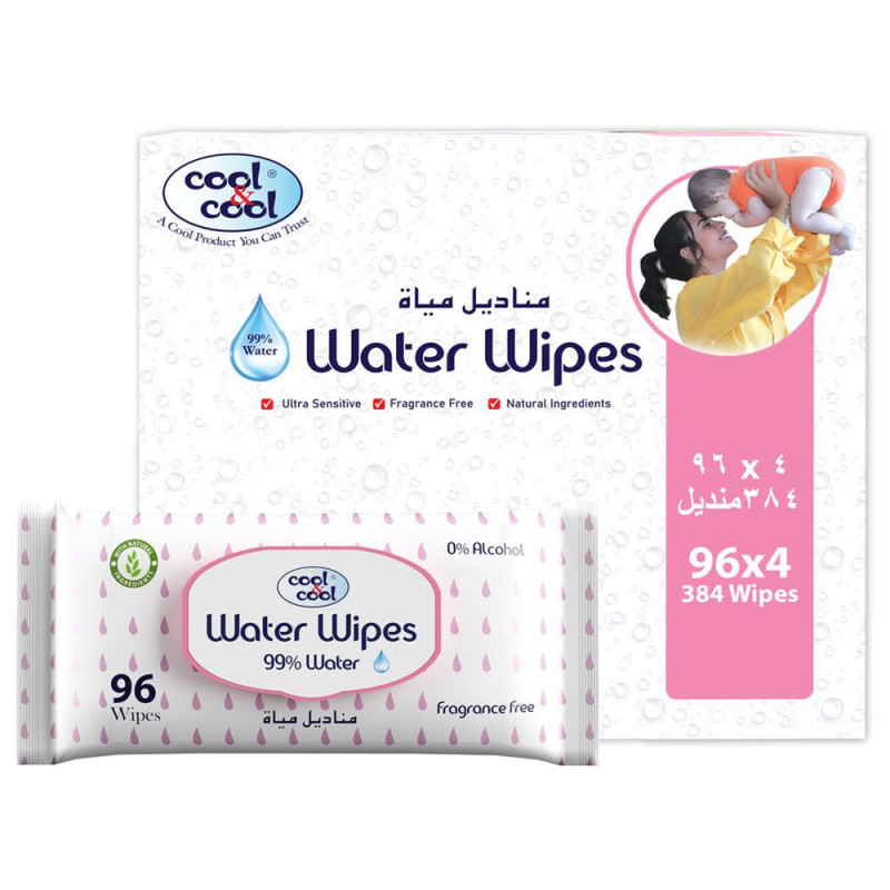 Cool & Cool water wipes 96 Pack of 4