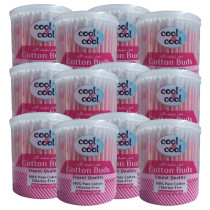 Cool & Cool 200 Organic Cotton Buds Pack of 12 Pink
