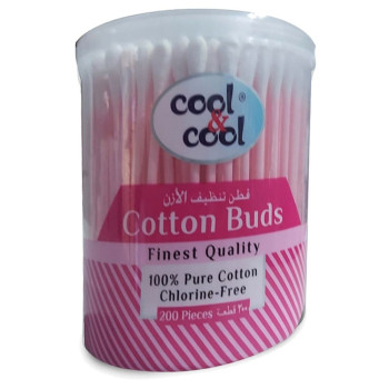Cool & Cool 200 Organic Cotton Buds Pack of 12 Pink
