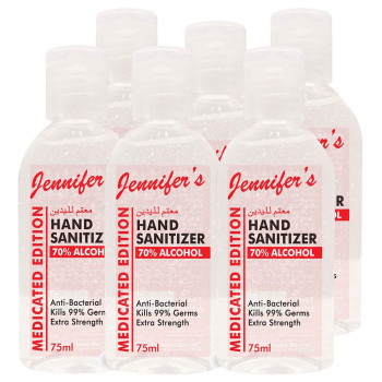 Jennifers Hand Sanitizer Medicated 75ml Pack of 6