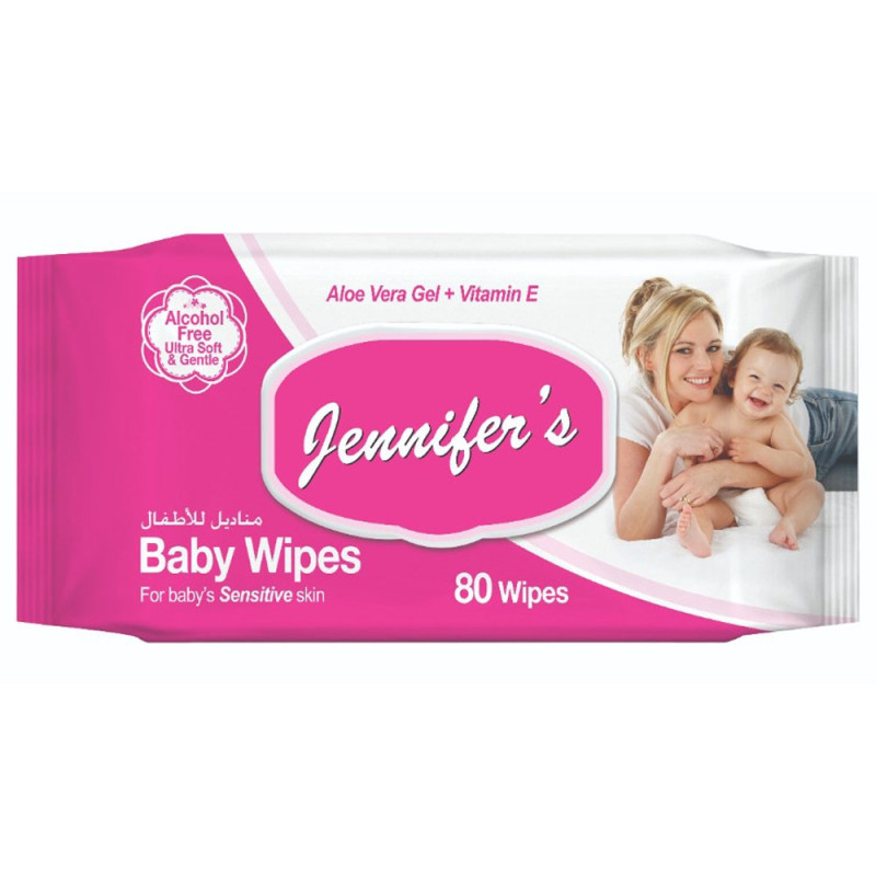 Jennifers Baby Wipes Alcohol Free 80 Sheets