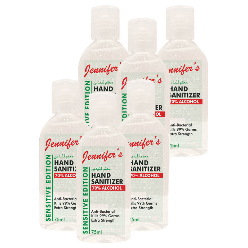 Jennifers Hand Sanitizer Sensitive 75ml Pack of 6