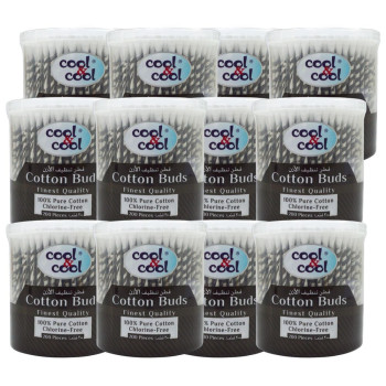 Cool & Cool 200 Cotton Buds Paper Sticks Pack of 12 Black