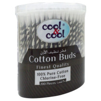 Cool & Cool 200 Cotton Buds Paper Sticks Pack of 12 Black