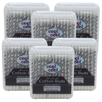 Cool & Cool 50 Cotton Buds Paper Sticks Pack of 6 Black