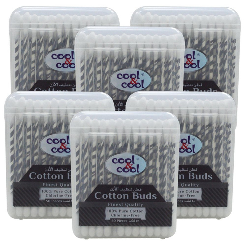 Cool & Cool 50 Cotton Buds Paper Sticks Pack of 6 Black