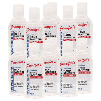Jennifers Hand Sanitizer Fragrance Free 75ml Pack of 12