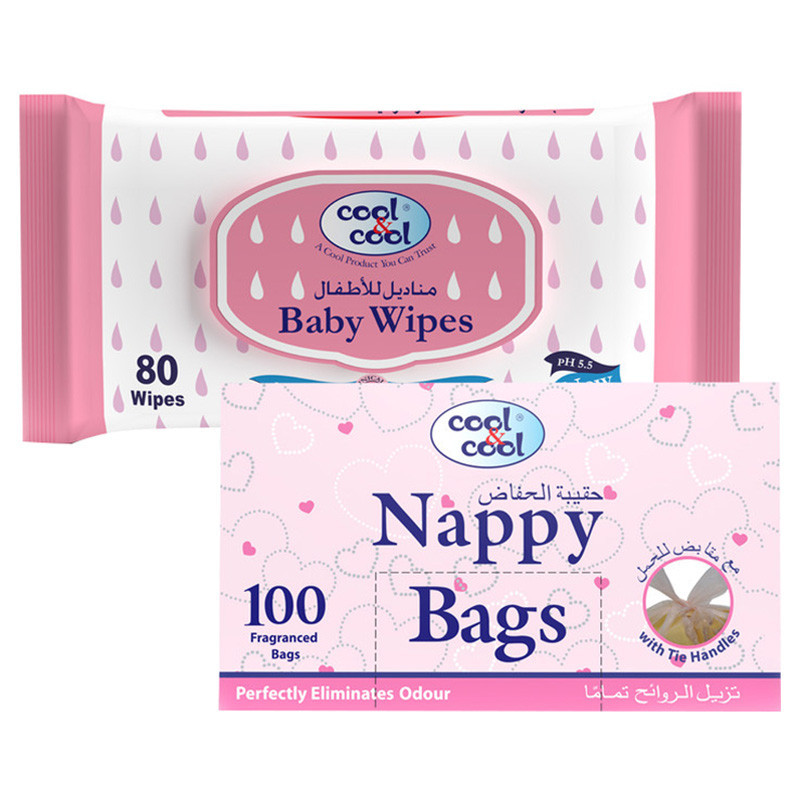 Cool & Cool Nappy Bags 100s Baby Wipes 80s Pack