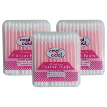 Cool & Cool 50 Cotton Buds Paper Sticks Pack of 3 Pink