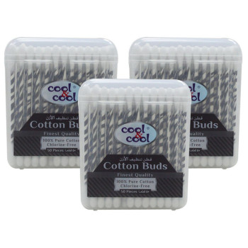 Cool & Cool 50 Organic Cotton Buds Pack of 3 Black