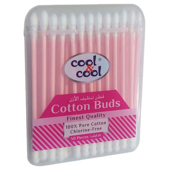 Cool & Cool 50 Paper Sticks Cotton Buds Pack of 6 Pink