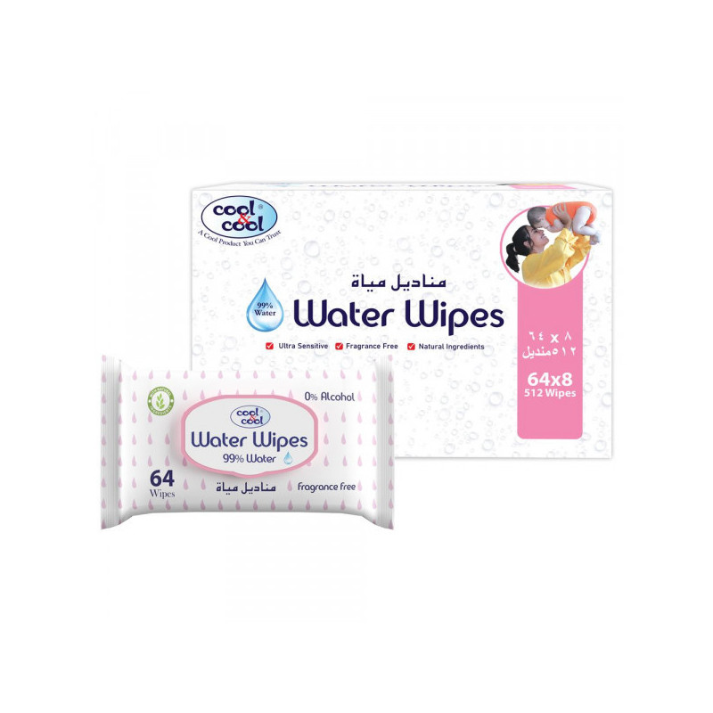 Cool & Cool water wipes 64, Pack of 8
