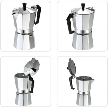 3 Cup Aluminum Espresso Percolator Coffee Stovetop Maker Mocha Pot Silver CF3C 15D x 15W x 15H Silver