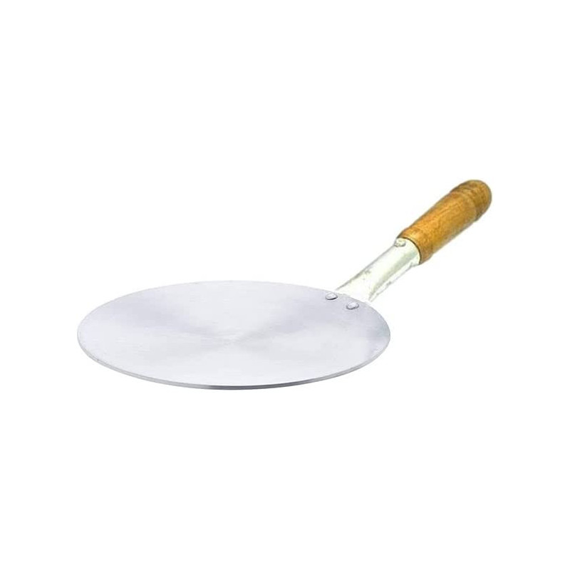 Ayda Aluminium Wood Handle Tawa Silver Brown 9 Inches Silver
