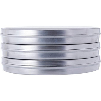 AYDA Aluminum Round Basbuosa Tray with Lid 3 Pieces 10 inches Silver