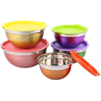 Ayda 5 Piece Salad Bowl With Cover Multicolour Ii 28Cm 5 Pieces Multicolour