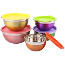 Ayda 5 Piece Salad Bowl With Cover Multicolour Ii 28Cm 5 Pieces Multicolour