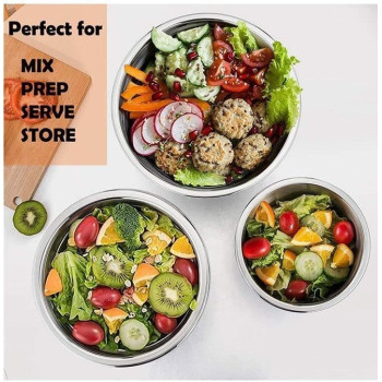 Ayda 5 Piece Salad Bowl With Cover Multicolour I 28Cm 5 Pieces Red&Silver