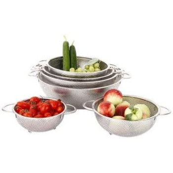 6 Piece Strainer Sifter Colander Set Stainless Steel Mesh Strainers And Colanders Net Basket With Steam Or Cook 6 Pieces Silver