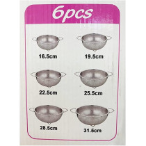 6 Piece Strainer Sifter Colander Set Stainless Steel Mesh Strainers And Colanders Net Basket With Steam Or Cook 6 Pieces Silver