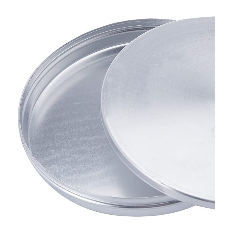Ayda Aluminum Round Basbuosa Tray With Lid 3 Pieces 12 Inches Silver