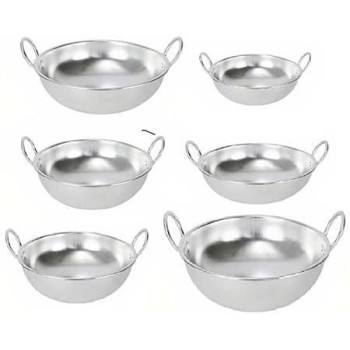 Ayda 6 Pieces Set Aluminium Light Weight Kadai Silver 26cm 6 PIECES Silver