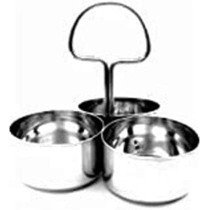 Ayda 3 Compartment Stainless Steel Condiment Silver 26Cm 26 Cm Silver